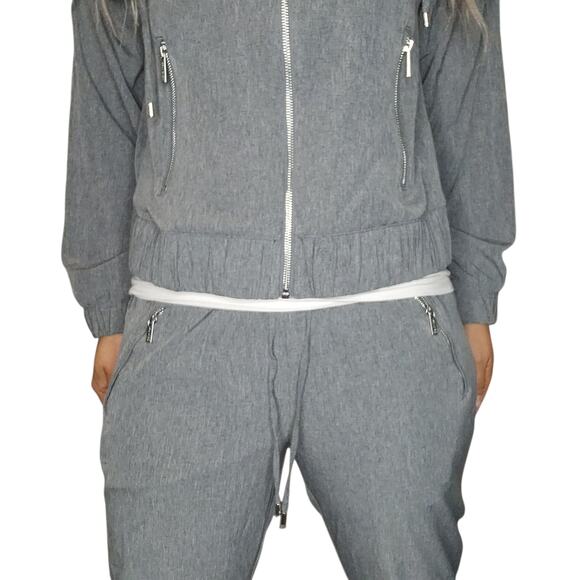 Gray Tracksuit Womens Small Calvin Klein Lightweight Sweater Full Zip Joggers - Picture 2 of 16